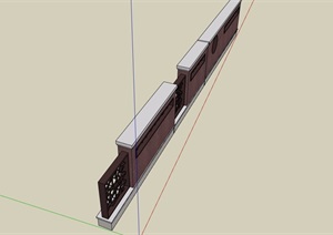 现代中式详细的围墙素材设计SU(草图大师)模型