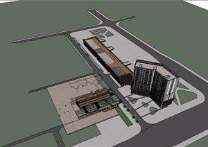 沿街会所办公综合楼设计SU(草图大师)模型