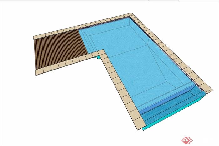 现代风格详细的水池泳池设计su模型