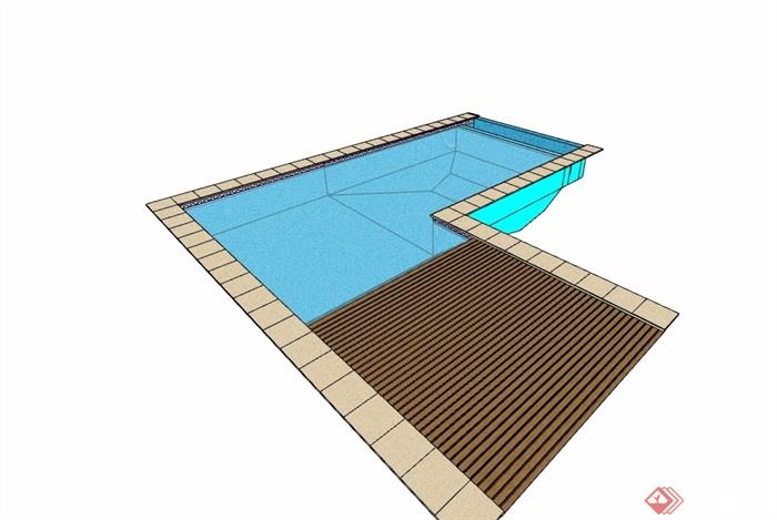 现代风格详细的水池泳池设计su模型