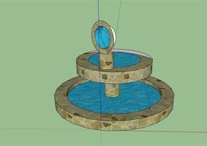 园林景观详细的水池景观素材设计SU(草图大师)模型