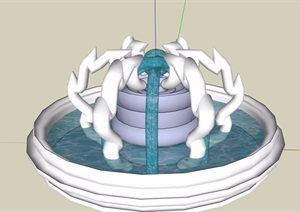 详细的完整喷泉水池设计SU(草图大师)模型