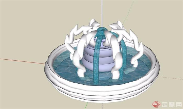 详细的完整喷泉水池设计su模型
