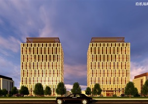 现代风格办公、公寓、酒店建筑SU(草图大师)模型