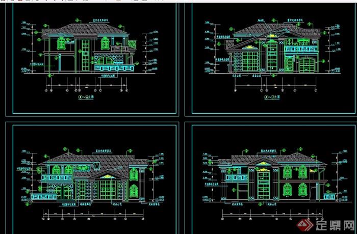 欧式风格详细的两层住宅详细别墅设计cad施工图