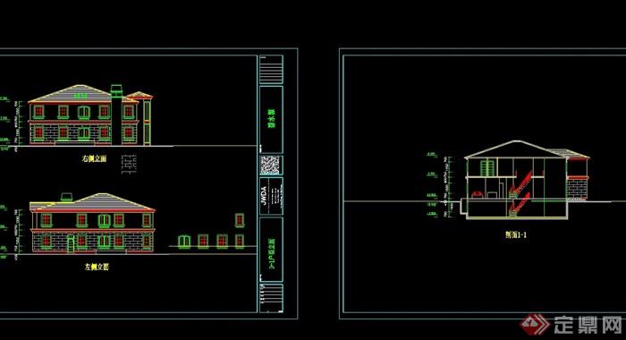 详细的完整欧式两层别墅设计cad方案及效果图