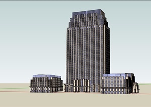 新古典办公楼详细建筑设计SU(草图大师)模型