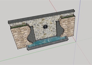 详细的水池景墙素材设计SU(草图大师)模型