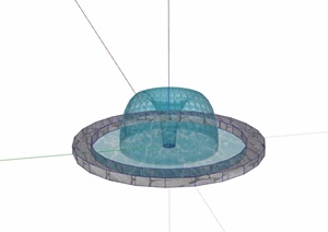现代风格详细的节点水池景观设计SU(草图大师)模型