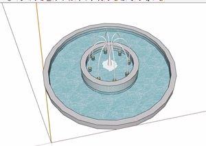 园林节点喷泉水池设计SU(草图大师)模型