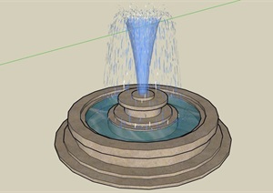 详细的完整整体喷泉水池设计SU(草图大师)模型
