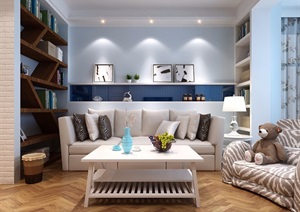 客厅整体详细的住宅室内3d模型及效果图
