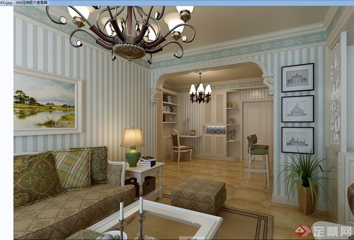 某北欧风格详细的客厅室内装饰设计3d模型及效果图