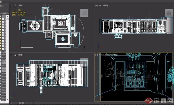 美式风格详细的住宅室内客厅装饰设计3d模型及效果图