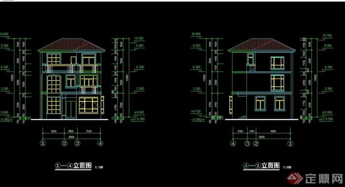 欧式风格三层住宅别墅设计cad施工图