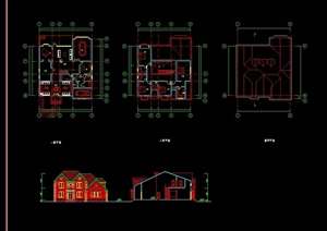 详细的欧式三层住宅别墅cad方案及效果图