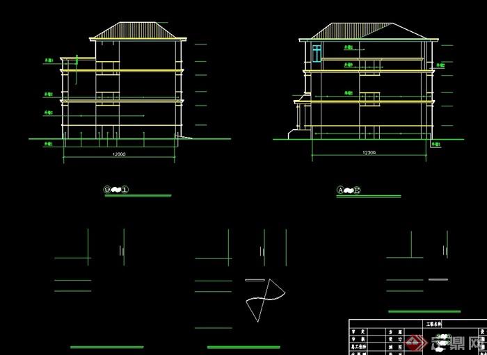 详细的完整三层住宅别墅设计cad施工图