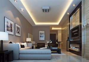 详细的现代客厅室内装饰设计3d模型及效果图