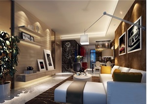 现代详细的住宅客厅装饰设计3d模型及效果图