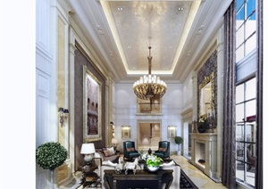 详细的住宅空间客厅装饰设计3d模型及效果图