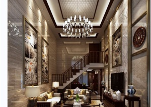 详细的完整客厅装饰设计3d模型及效果图