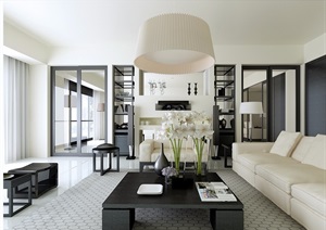 现代风格简单客厅设计3d模型及效果图
