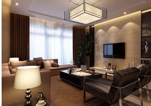详细的整体完整客厅装饰设计3d模型