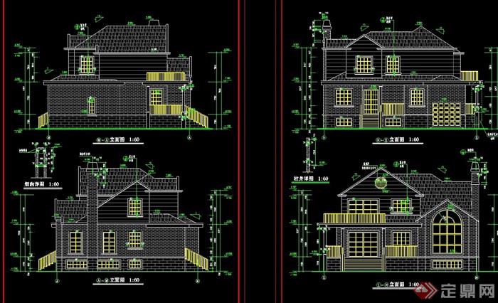 详细的住宅两层别墅设计cad方案