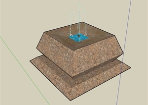 喷泉水池小品雕塑素材设计SU(草图大师)模型