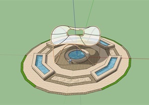 广场水池景观及小品素材设计SU(草图大师)模型