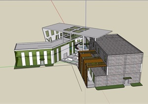 某现代风格展示中心简单建筑设计SU(草图大师)模型