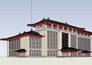 古典中式风格详细的酒店设计SU(草图大师)模型