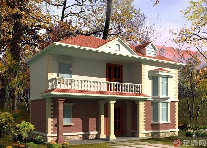 欧式两层住宅别墅设计cad方案