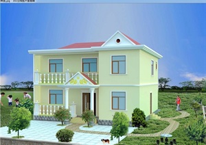 欧式风格两层住宅别墅设计cad方案及效果图