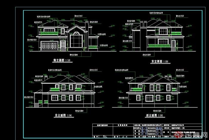详细的完整欧式两层住宅别墅设计cad施工图