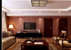 简约中式风格住宅室内装饰设计3d模型及效果图