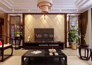 现代中式风格详细的住宅室内装饰设计3d模型及效果图