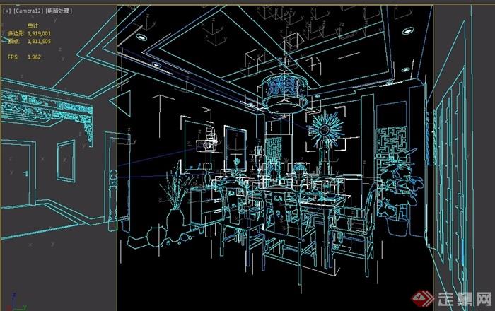 现代中式详细的住宅客厅装饰设计3d模型及效果图