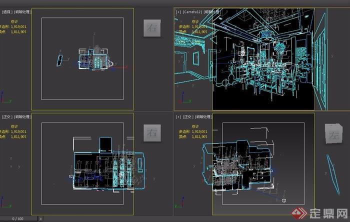 现代中式详细的住宅客厅装饰设计3d模型及效果图