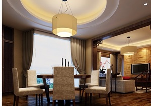 现代中式风格住宅室内客厅装饰设计3d模型及效果图