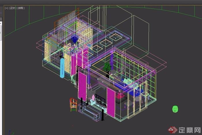 中式详细的住宅室内装饰设计3d模型及效果图