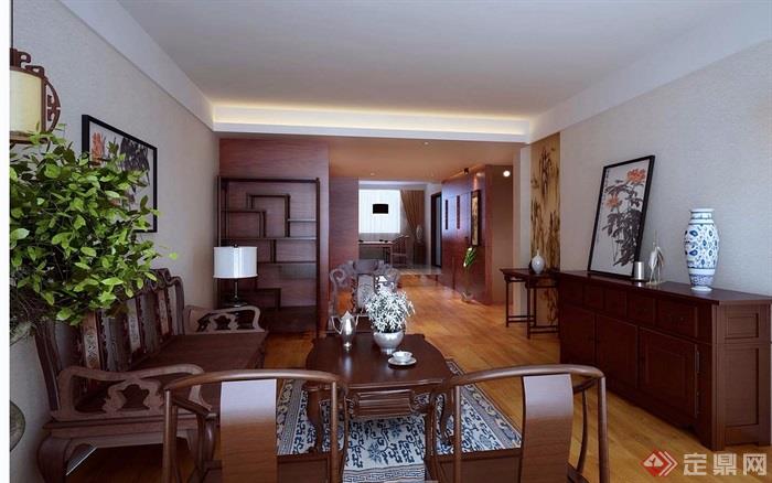 中式住宅室内客厅装饰设计3d模型及效果图