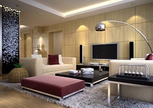 现代详细的住宅室内客厅装饰设计3d模型及效果图