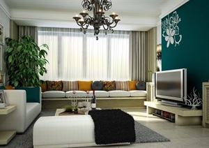 现代风格住宅客厅装饰设计3d模型及效果图