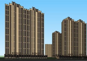新古典高层住宅小区建筑设计和沿街商业su(SU(草图大师)）精品模型