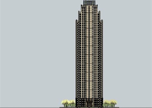45层西方新古典超高层住宅建筑设计su(SU(草图大师)）精品模型