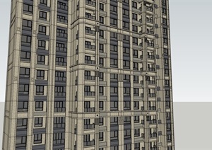 33层现代风格超高层住宅建筑设计su(SU(草图大师)）精品模型