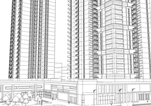 31层现代风格高层商住楼建筑立面设计和商业建筑设计su(SU(草图大师)）精品模型