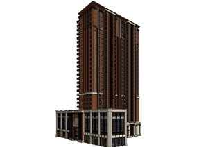 28层新古典高层商住楼建筑立面设计su(SU(草图大师)）精品模型