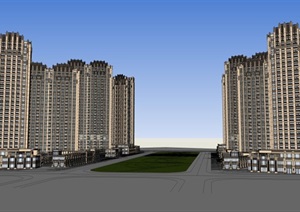 ARTDECO风格高层居住建筑设计和沿街商业建筑设计su(SU(草图大师)）模型